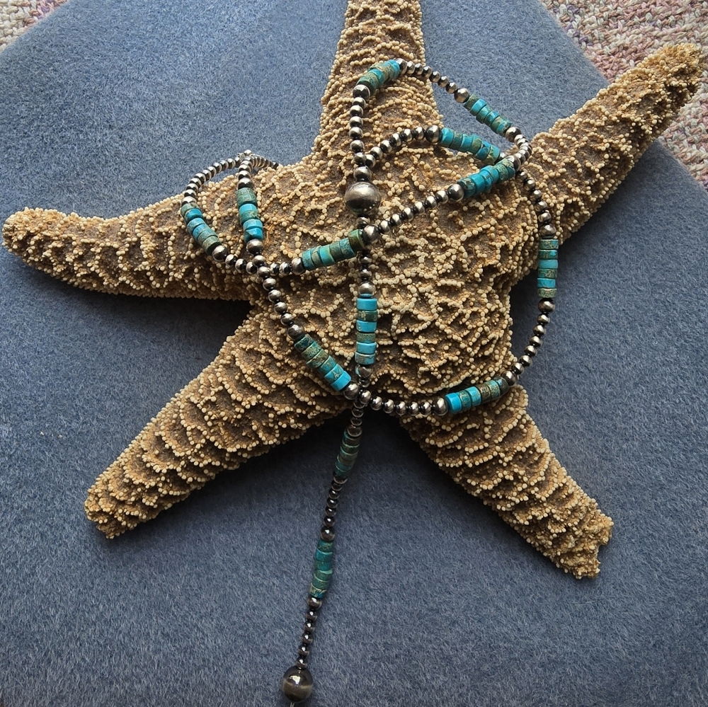 SOLD!! Turquoise and navajo pearl lariat